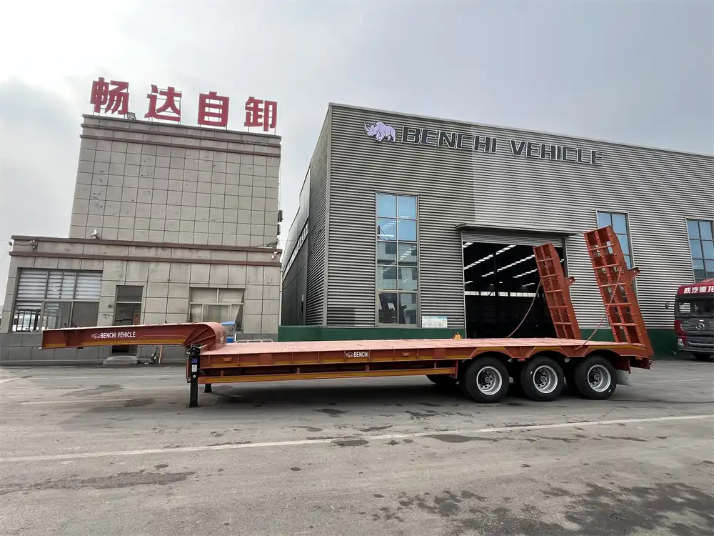 tri axle low bed trailer