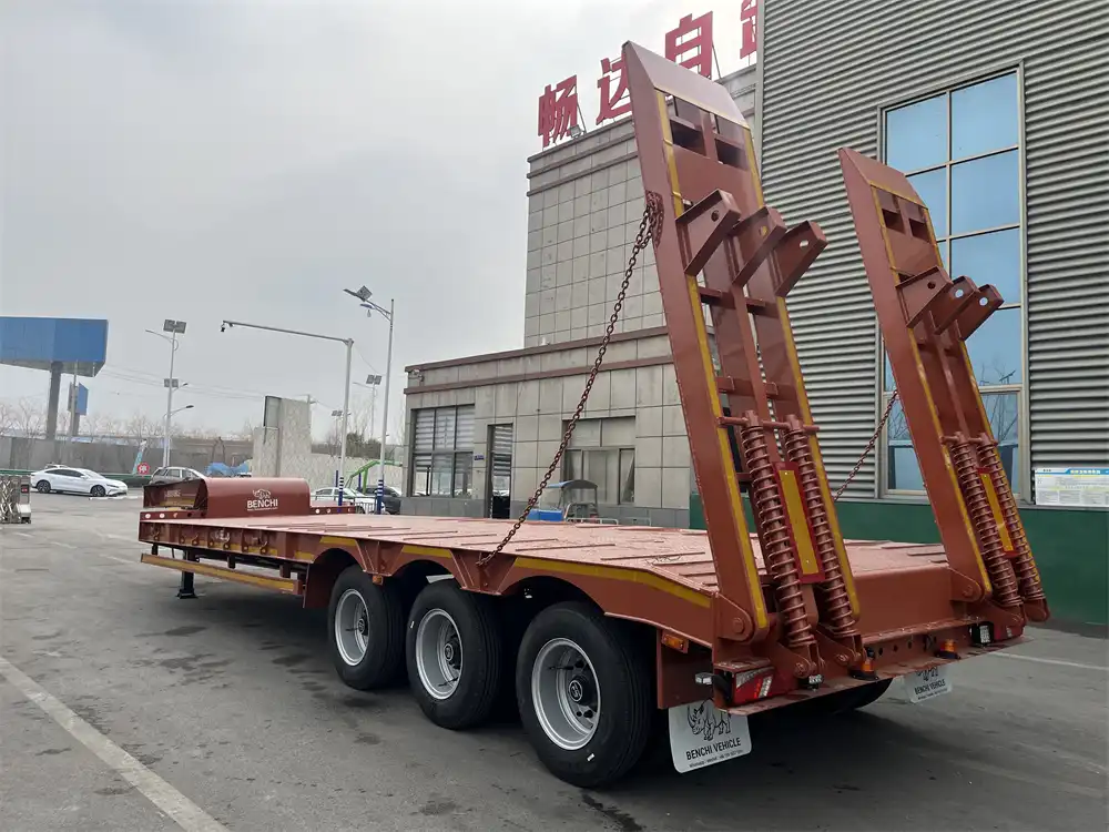 tri axle low bed trailer